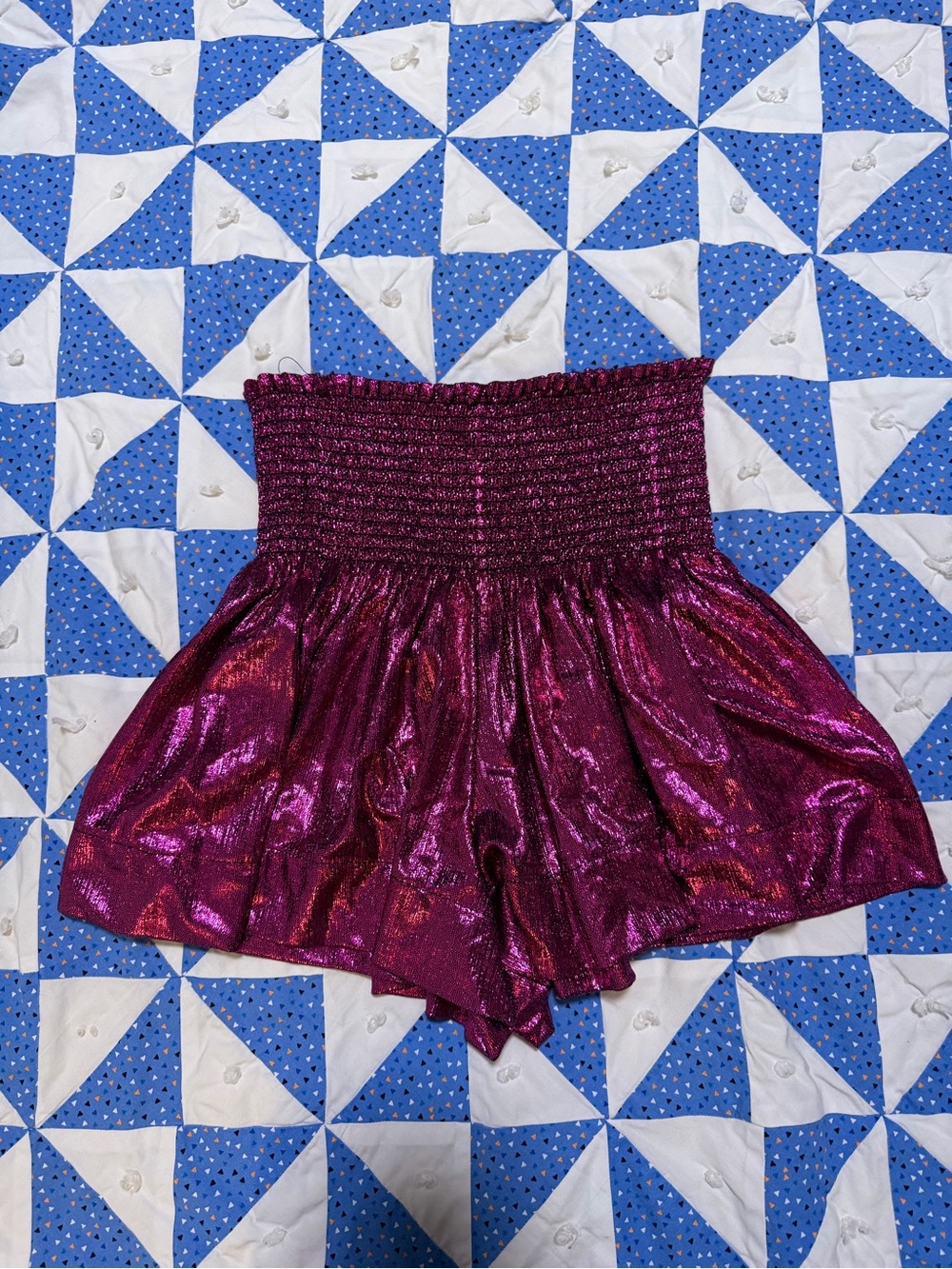 Queen Of Sparkles Shimmer High-Waist Metallic Magenta Women’s Shorts